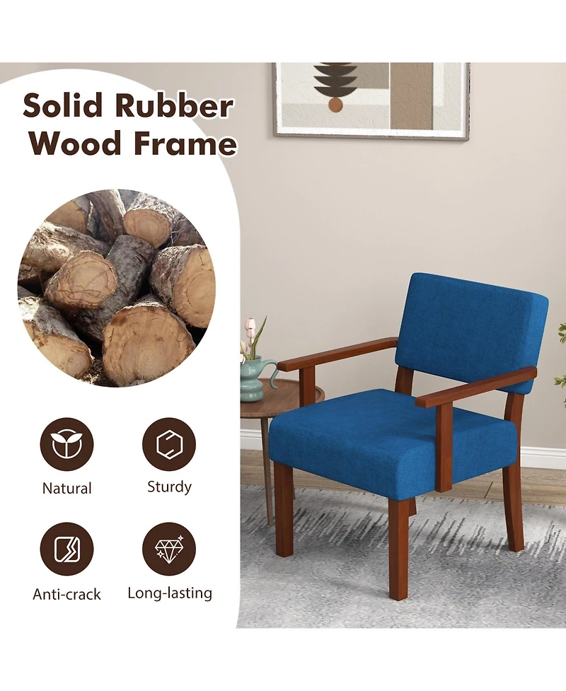 Sugift Linen Upholstered Accent Chair with Padded Seat and Back