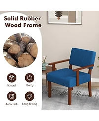 Sugift Linen Upholstered Accent Chair with Padded Seat and Back