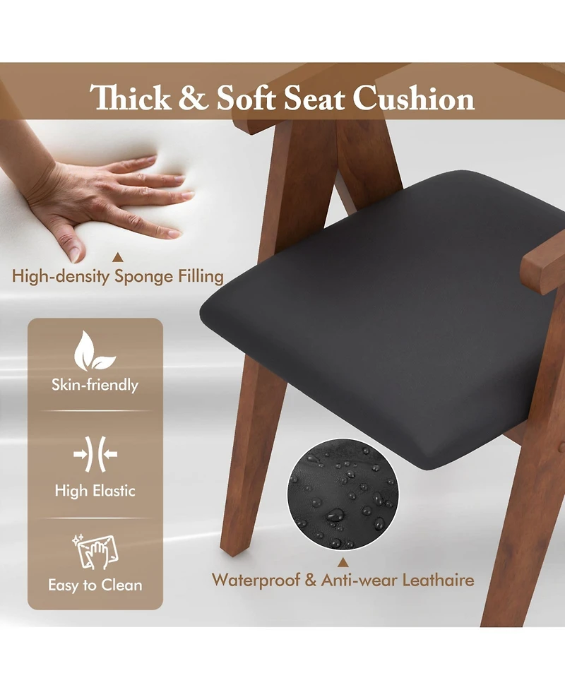 Sugift Mid Century Wooden Accent Chairs Set with Padded Seats