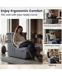 Sugift Floor Chair Lazy Sofa with Detachable Headrest Cushion