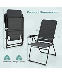 Sugift Two Piece Outdoor Folding Patio Chairs with Adjustable Backrest