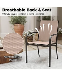 Sugift Outdoor Dining Chairs Set of Two with High Back and Metal Frame