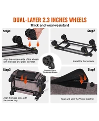 Zeus and Ruta Airline Approved Rolling Cat Carrier With Wheels Telescopic Handle And Shoulder Strap For Pets Under 25lbs Grey