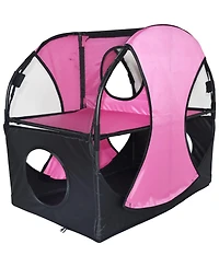 Zeus and Ruta Collapsible Cat Playpen Folding Soft Pet Obstacle Course Indoor Outdoor Travel Kitten House Bed