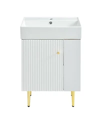 Sillysis Rectangular Ceramic Bathroom Vessel Sink, Scratch and Stain Resistant, Modern White Countertop Basin, 21.6"x12.2"x5.1"