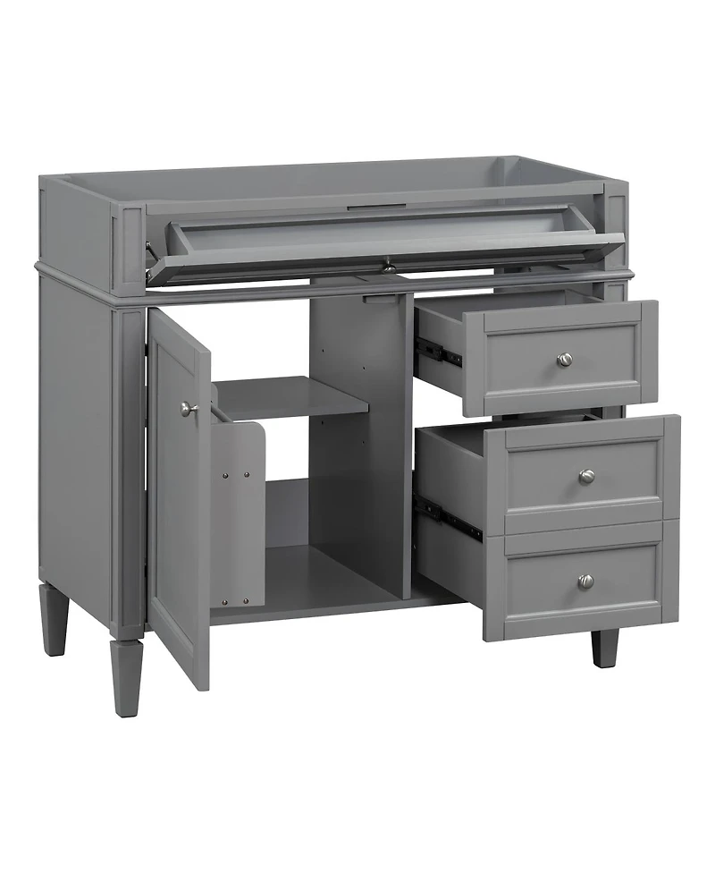 Sillysis 36 Inch Modern Bathroom Vanity without Top Sink, Soft Close Drawers and Adjustable Shelf for Small Spaces