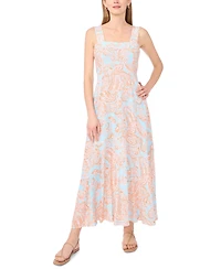 Vince Camuto Women's Paisley-Print Square-Neck Smocked-Back Sleeveless Maxi Dress