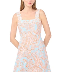 Vince Camuto Women's Paisley-Print Square-Neck Smocked-Back Sleeveless Maxi Dress