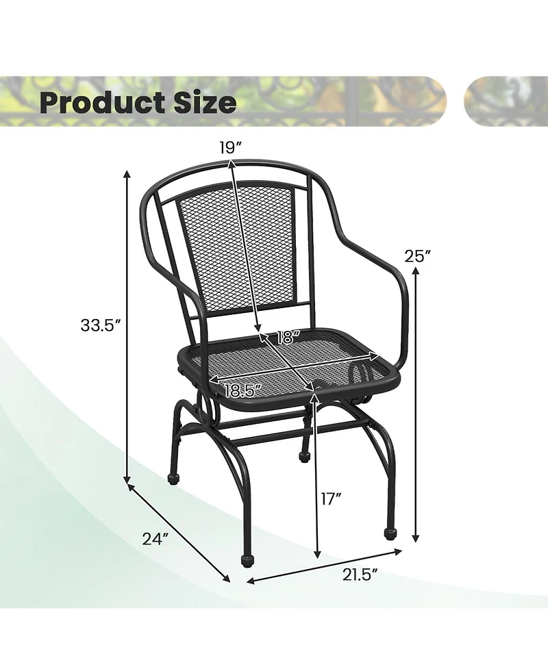 Gouun Set of 2 Steel Frame Rocking Chair for Porch and Patio