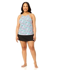Island Escape Plus High-Neck Underwire Tankini Top, Macy's Exclusive