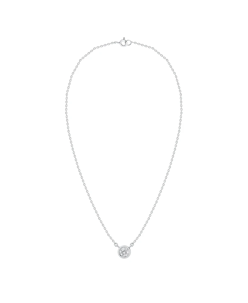 Lab-Created Diamond Bezel Solitaire Pendant Necklace (1/5 ct. t.w.) in Sterling Silver, 18" + 2" extender