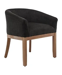 Rainsken Barrel Dining Chair, Farmhouse Linen Upholstered Kitchen Chair with Solid Wood Legs, Arms for Living Room, Dining Room, Set Of 1