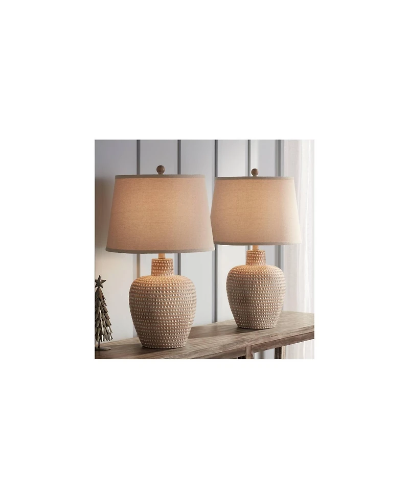 Regency Hill Glenn 27" Tall Urn Traditional Southwestern Table Lamps Set of 2 WiFi Smart Socket Dappled Beige Living Room Bedroom