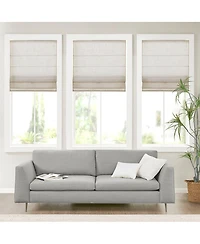 Laoties Linen Blend Total Blackout Flat Fold Cordless Roman Shade