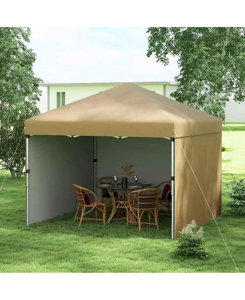 Outsunny 10' x 10' Pop Up Canopy with 3 Sidewalls and Carry Bag,