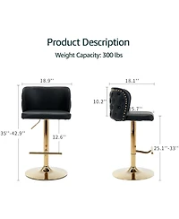 Rainsken Barstools Set of 2 - Modern Pu Leather Bar Stools