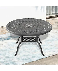 Clihome -inch Cast Aluminum Patio Dining Table With Frame and Umbrella Hole
