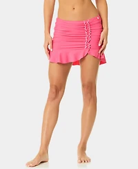 CeCe Women's Pull-On Contrast Ruffle Swim Skirt