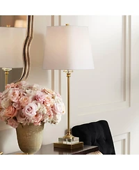 Regency Hill Julia 29 1/2" Tall Skinny Buffet Traditional End Table Lamp Usb Dimmer Gold Finish Crystal Living Room Charging