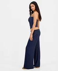 Just Polly Juniors' Fold-Over Flare-Leg Pants