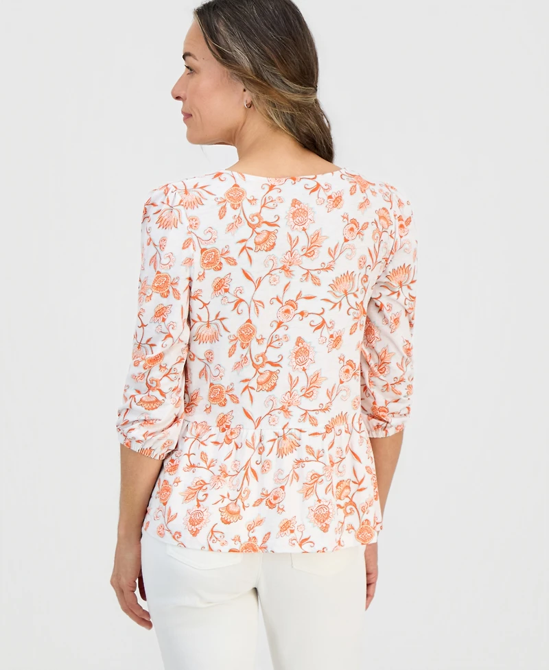 Style & Co Petite V-Neck Paisley-Print Blouse, Macy's Exclusive