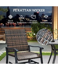 Outsunny Outdoor Glider Chair Set Wicker Swivel Patio