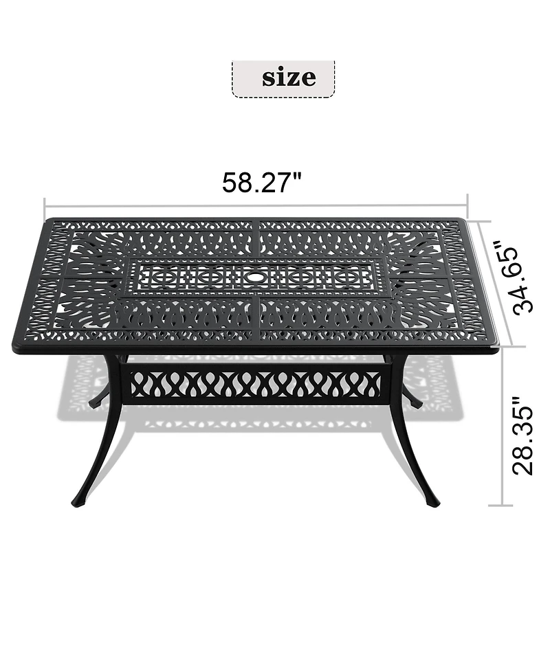 Clihome Cast Aluminum Patio Dining Table Frame and Umbrella Hole