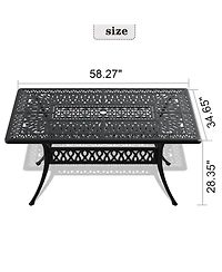 Clihome Cast Aluminum Patio Dining Table Frame and Umbrella Hole