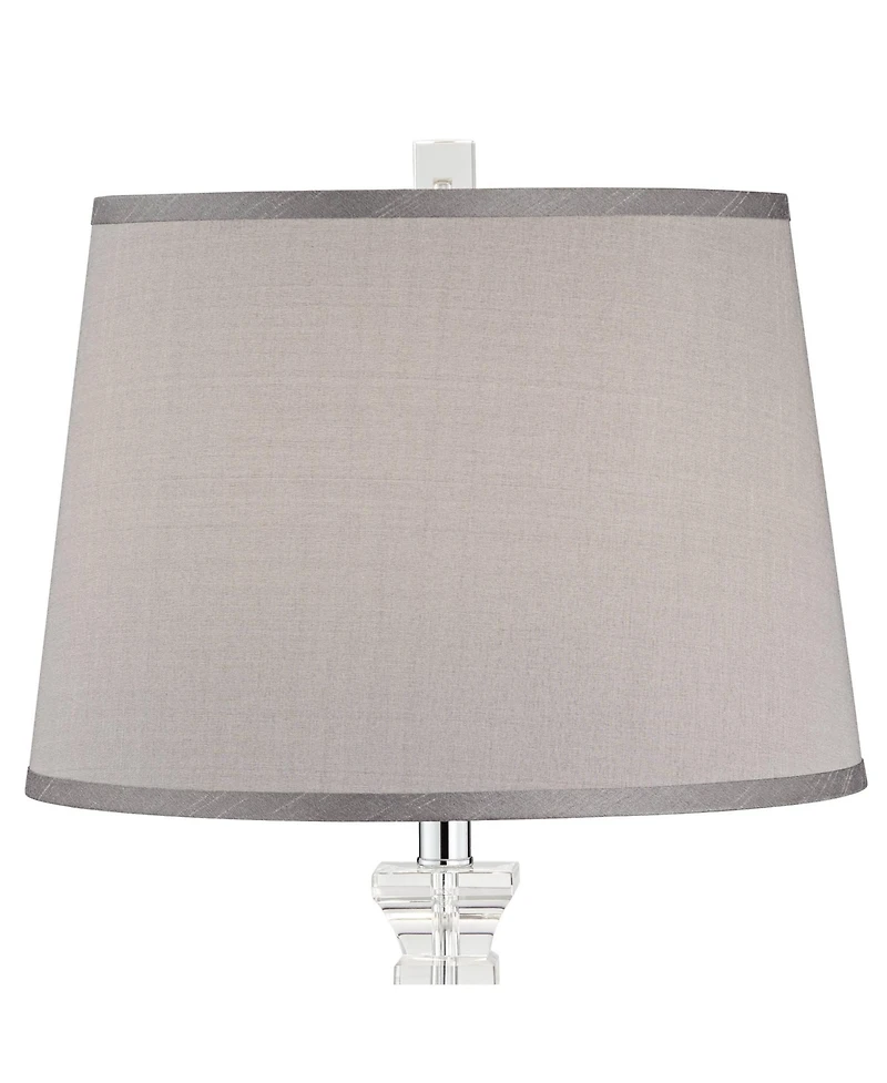 Vienna Full Spectrum Sherry 25" High Modern Table Lamp Usb Dimmer Crystal Single Gray Shade Living Room Charging Bedroom Bedside