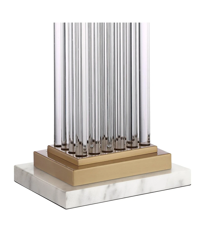 Vienna Full Spectrum Darcia Modern Table Lamp with White Riser Tall Crystal Sheer Outer Linen Inner Shade for Bedroom Living Room Bedside