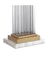 Vienna Full Spectrum Darcia Modern Table Lamp with White Riser Tall Crystal Sheer Outer Linen Inner Shade for Bedroom Living Room Bedside