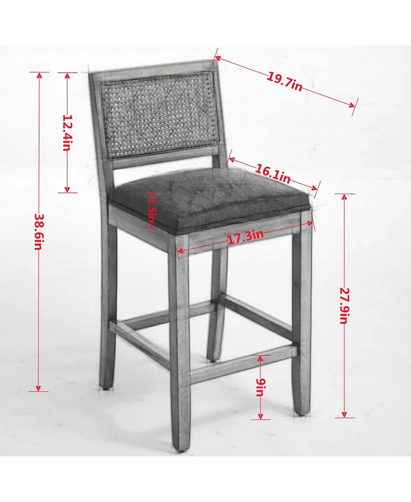 Rainsken Rattan Bar Stools Set of 2