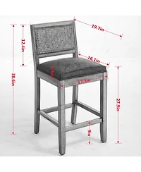 Rainsken Rattan Bar Stools Set of 2