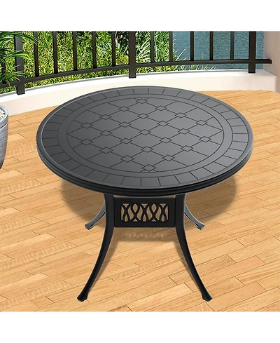Clihome Cast Aluminum Patio Dining Table with Frame