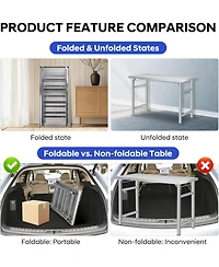 gaomon Stainless Steel Folding Table (48x24 in) - Commercial Work Table for Home, Kitchen, Restaurant, Garage, Camping, Outdoor, 520 Lbs Load