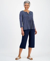 Style & Co Petite Notch-Neck Long-Sleeve Pintuck Top, Macy's Exclusive