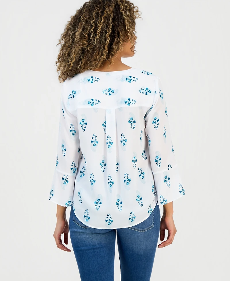 Style & Co Petite Pintucked V-Neck Top, Macy's Exclusive