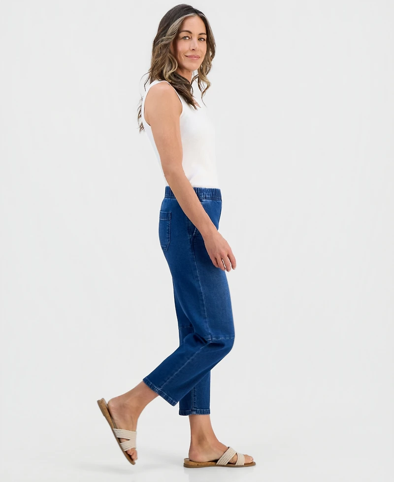 Style & Co Petite High-Rise Pull-On Barrel-Leg Jeans, Macy's Exclusive
