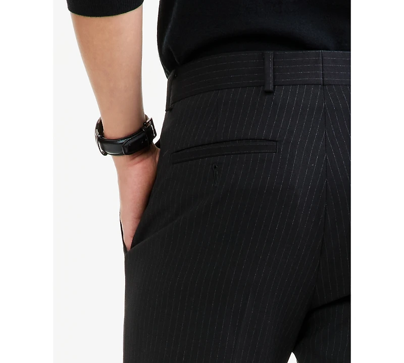 Kenneth Cole Reaction Men's Slim-Fit Black Pinstripe Techni-Cole Suit Separate Pants
