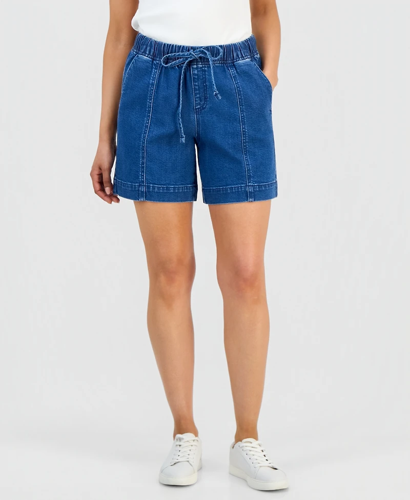 Style & Co Petite Pull-On High-Rise Denim Shorts, Macy's Exclusive
