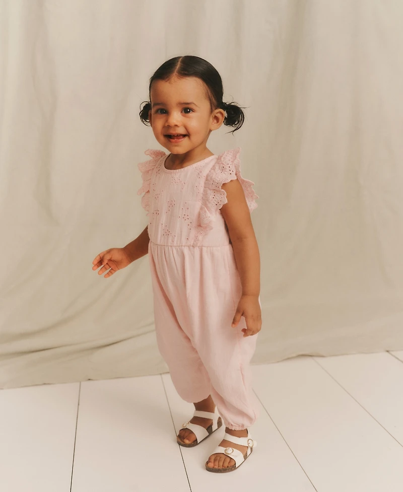 abercrombie kids Baby Girls' Flutter Sleeve Eyelet Jumpsuit