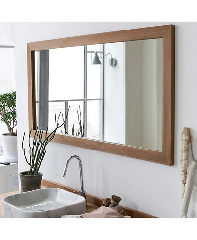 Tikamoon Solid Teak Wood Framed Mirror Rustic 140x70 Design Bathroom Living room