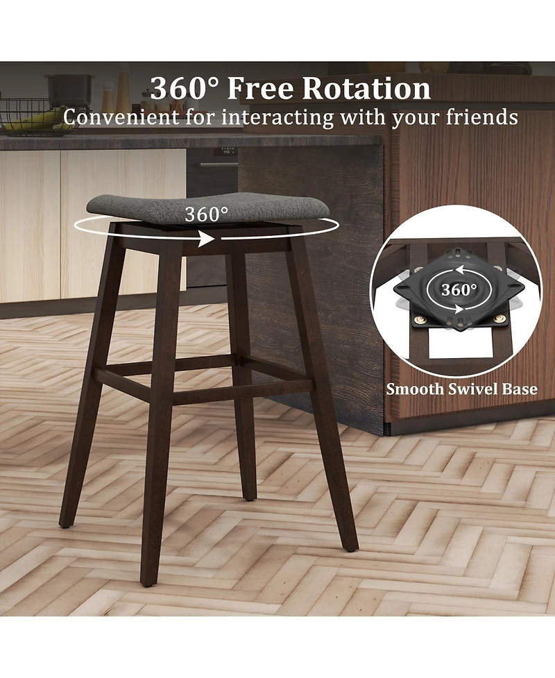 Gymax Set of Swivel Bar Stools 30'' Bar Chairs w/ Padded Contoured Seat and Footrest