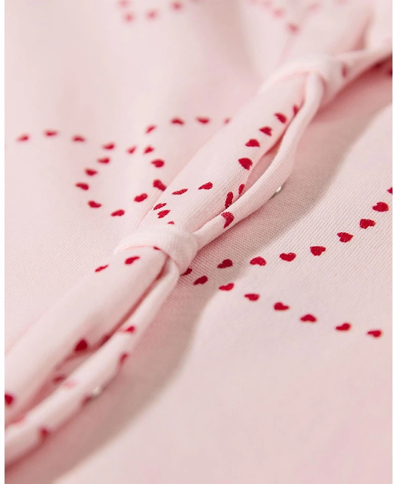 MeMoi Baby Girls "Entangled Hearts" 100% Cotton Front-Snap Footie