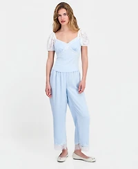 And Now This Petite Satin Lace Puff-Sleeve Top, Macy's Exclusive