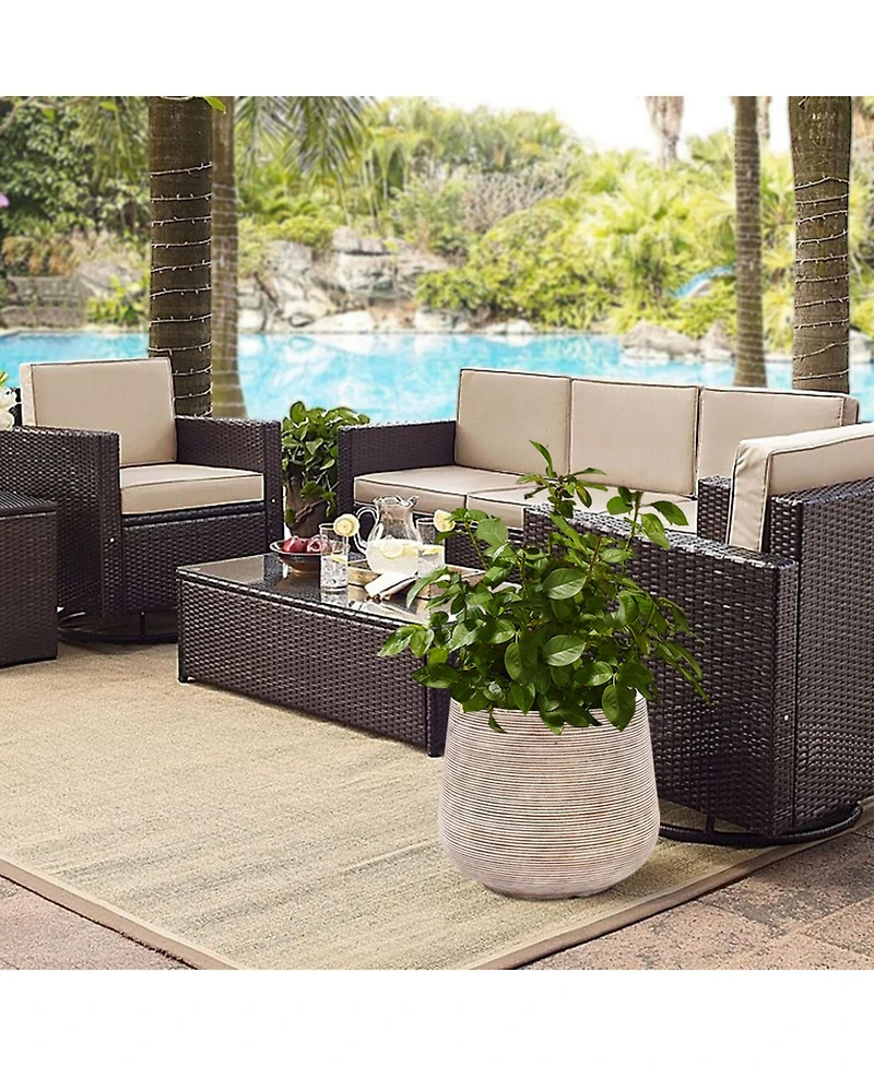 LuxenHome LuxenHome Distressed Tan MgO Tapered Round Planter