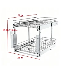 Yigii 2-Tier Metal Pullout Cabinet Organizer, Chrome
