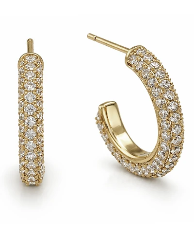 And Now This Clear Cubic Zirconia Pave Hoop Post Earrings