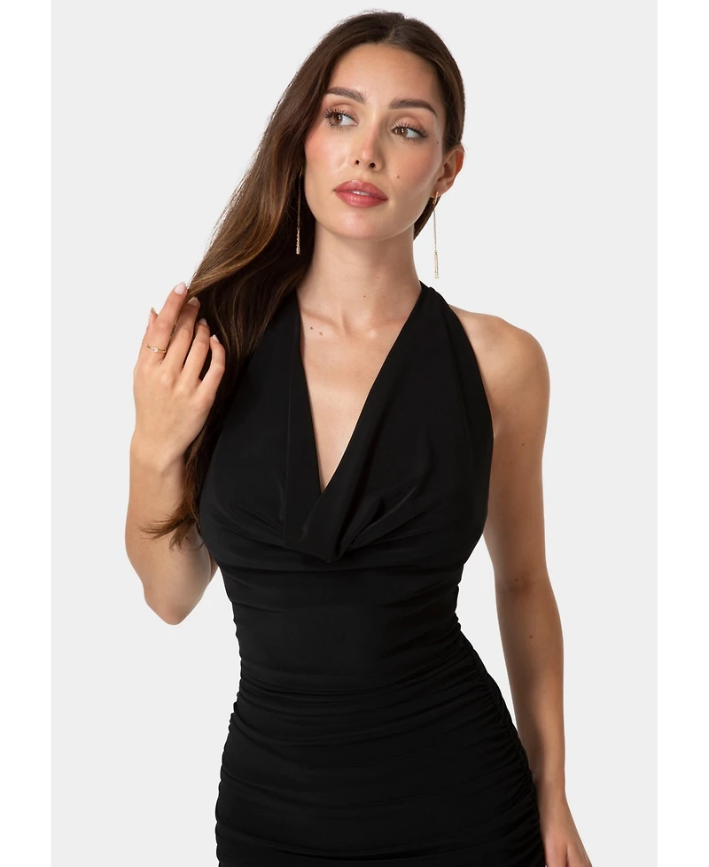 Bebe Women's Sash Detail Cowl Neck Knit Dress