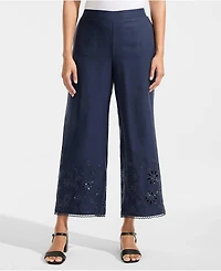 Lands' End Women's Linen Embroidered Pants
